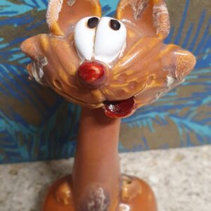 Clay Cat Art Sculpture – Handmade 12 cm Figurine for Cat Lovers