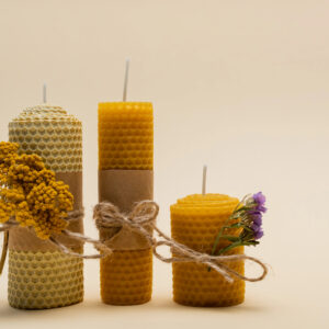 Beeswax Candle Set of 3 – Handmade Natural Candles, Eco‑Friendly Home Decor