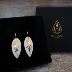 Elegant White Porcelain Leaf Earrings